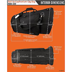 Protec Euphonium Gig Bag Case - Gold Series - Bell Up